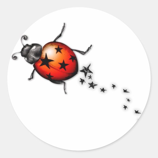 Ladybug Rockstar Runder Aufkleber (Vorderseite)