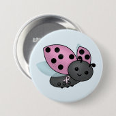 Ladybug rosa Awareness Ribbon Button (Vorne & Hinten)