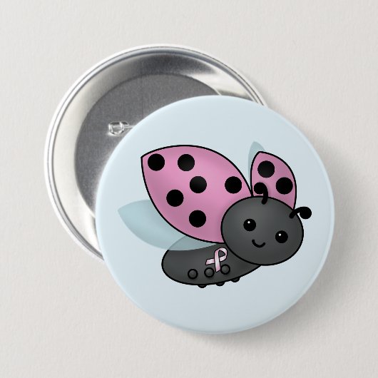 Ladybug rosa Awareness Ribbon Button (Vorne & Hinten)