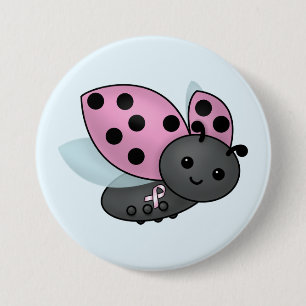 Ladybug rosa Awareness Ribbon Button