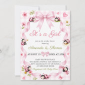 LadyBug Rosa Baby Shower Einladung (Vorderseite)