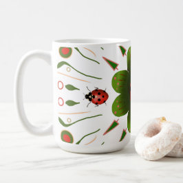 Ladybug - rot, grün auf weiß kaffeetasse