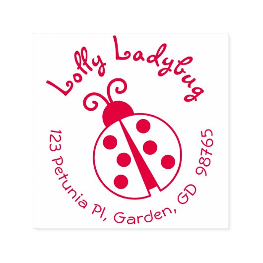 Ladybug Rücksendeadresse Briefmarke Runde Selbstfä Permastempel (Design)
