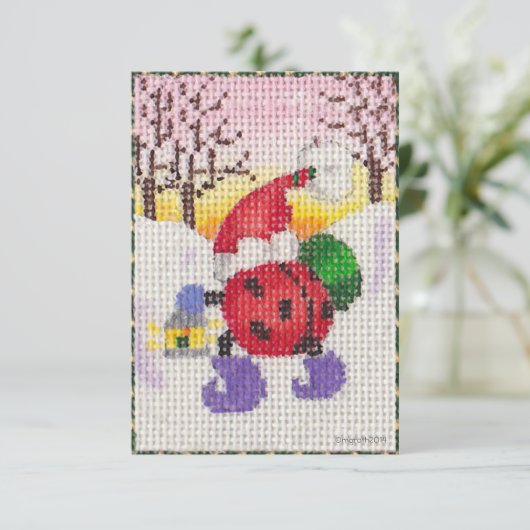 Ladybug Santa Einladung (Stehend Vorderseite)