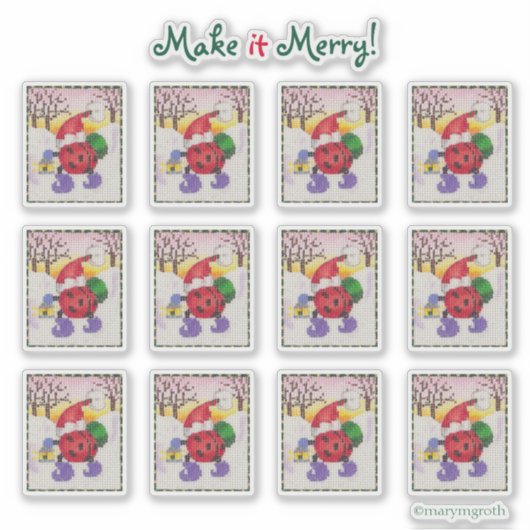 Ladybug Santa Stickers Aufkleber (Vorderseite)