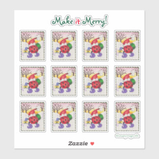 Ladybug Santa Stickers Aufkleber
