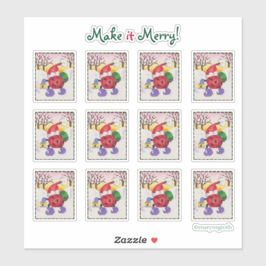 Ladybug Santa Stickers Aufkleber (Blatt)