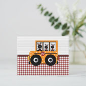 Ladybug Schoolbus Card Postkarte (Stehend Vorderseite)