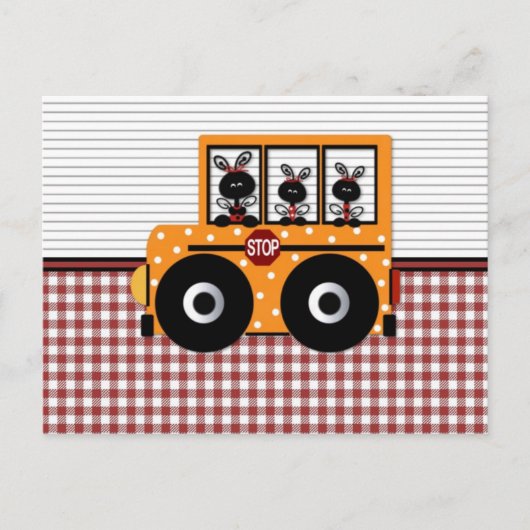 Ladybug Schoolbus Card Postkarte (Vorderseite)