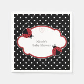 Ladybug Schwarz-weiß & Red Polka Dot Party Serviette (Vorderseite)