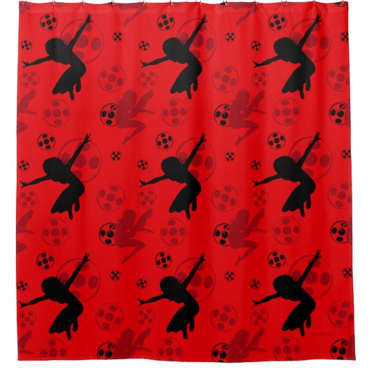 Ladybug Silhouette Red Pattern Duschvorhang (Vorderseite)