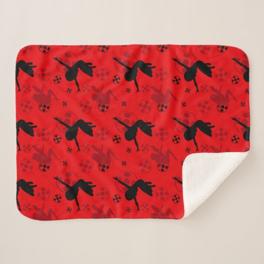 Ladybug Silhouette Red Pattern Sherpadecke (Vorderseite (Horizontal))