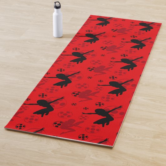 Ladybug Silhouette Red Pattern Yogamatte (Beispiel)
