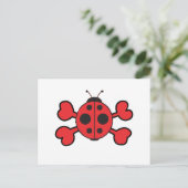 Ladybug Skull red Crossbones Postkarte (Stehend Vorderseite)