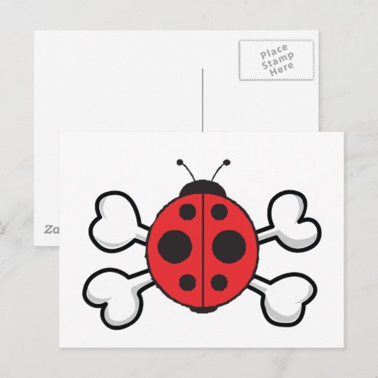 Ladybug Skull und Crossbones Postkarte (Vorne/Hinten)