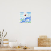 Ladybug Spring Blue Flower Nemophila Nursery Art Poster (Küche)