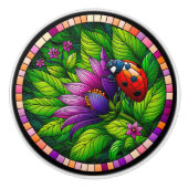 Ladybug Stains Glass Keramikknauf (Vorderseite)