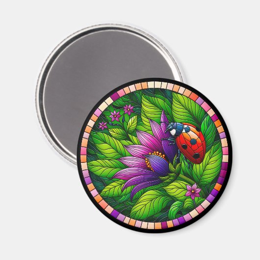 Ladybug Stains Glass Magnet (Vorderseite/Rückseite)