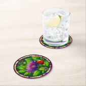 Ladybug Stains Glass Runder Pappuntersetzer (Vor Ort)