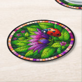 Ladybug Stains Glass Runder Pappuntersetzer (Angewinkelt)