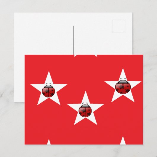 Ladybug stars postkarte (Vorne/Hinten)