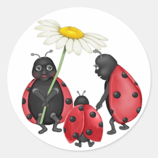 Ladybug Stroll Runder Aufkleber (Vorderseite)
