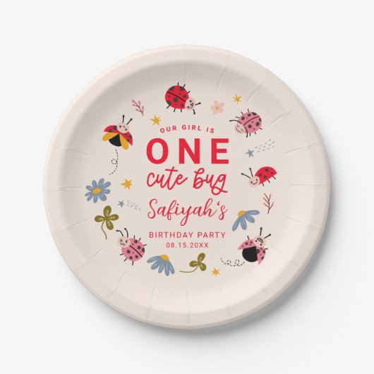 Ladybug Summer 1. Geburtstag Party Pappteller (Vorderseite)
