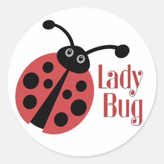 Ladybug Süße Tier Print Runder Aufkleber (Vorderseite)