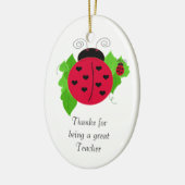 Ladybug Teacher Danke Keramikornament (Links)