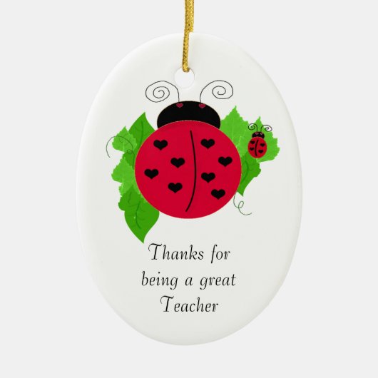 Ladybug Teacher Danke Keramikornament (Vorne)
