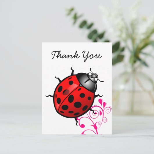 Ladybug thank you postkarte (Stehend Vorderseite)
