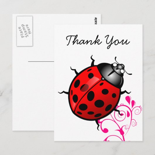 Ladybug thank you postkarte (Vorne/Hinten)