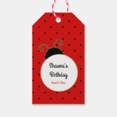 Ladybug Theme Baby Girl Red & Black Dots Geschenkanhänger (Rückseite)