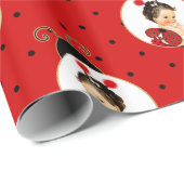 Ladybug Theme Baby Girl Red & Black Dots Geschenkpapier (Rolleneckpunkt)