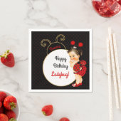 Ladybug Theme Baby Girl Red & Black Dots Serviette (Beispiel)