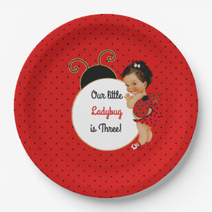 Ladybug Theme Baby Girl Red & Black Pappteller