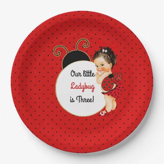 Ladybug Theme Baby Girl Red & Black Pappteller (Vorderseite)
