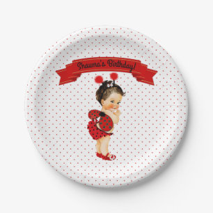 Ladybug Theme Baby Girl Red Dots Pappteller