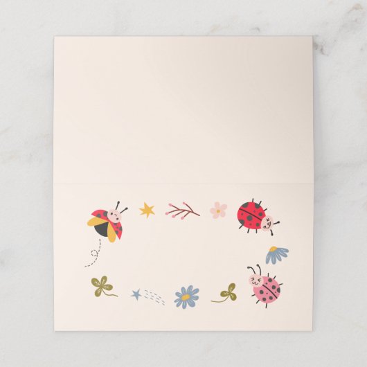 Ladybug Theme Party Food Label Platzkarte (Außenseite Aufgefaltet)