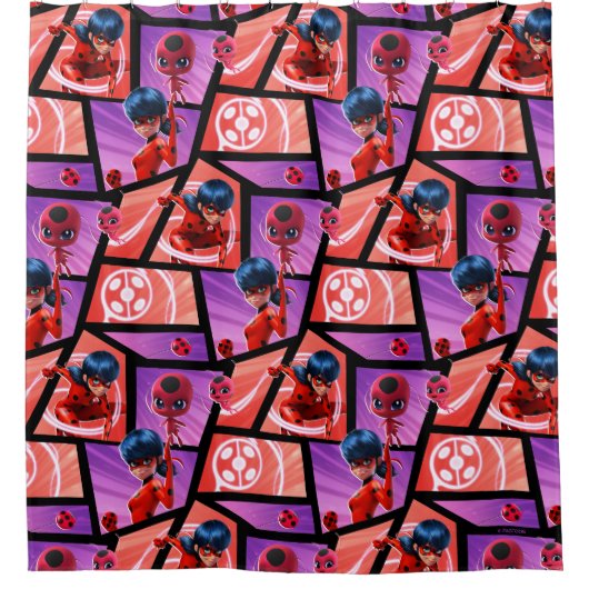 Ladybug & Tikki Muster Duschvorhang (Vorderseite)