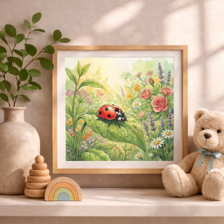 Ladybug Tiny Insects Nursery Poster