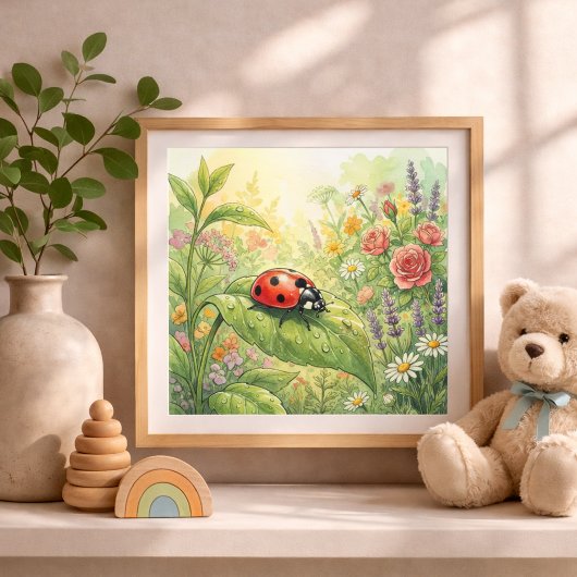 Ladybug Tiny Insects Nursery Poster