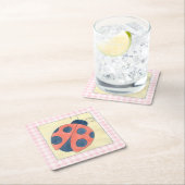 Ladybug Trio Landung auf Blume Rechteckiger Pappuntersetzer (Vor Ort)