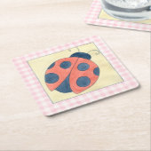 Ladybug Trio Landung auf Blume Rechteckiger Pappuntersetzer (angewinkelt)