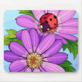 Ladybug über Lila Daisy Mousepad (Vorne)