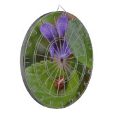 Ladybug über süße Violettsorten-Blume Dartscheibe (Vorderseite Links)
