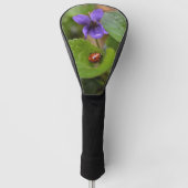 Ladybug über süße Violettsorten-Blume Golf Headcover (Vorderseite)