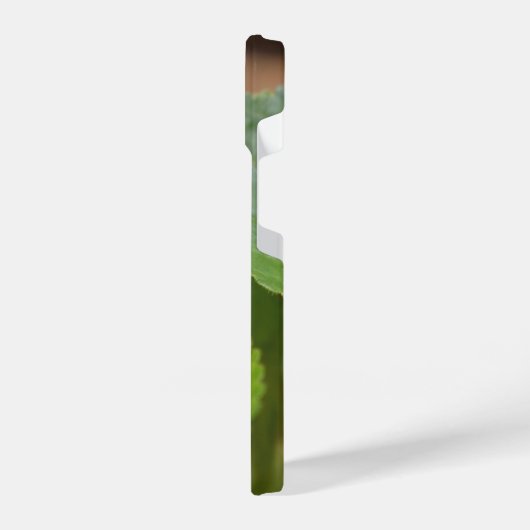 Ladybug über süße Violettsorten-Blume iPhone Hülle (Linke Seite)