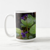 Ladybug über süße Violettsorten-Blume Kaffeetasse (Links)
