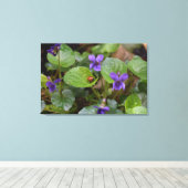 Ladybug über süße Violettsorten-Blume Leinwanddruck (Insitu (Holzboden))